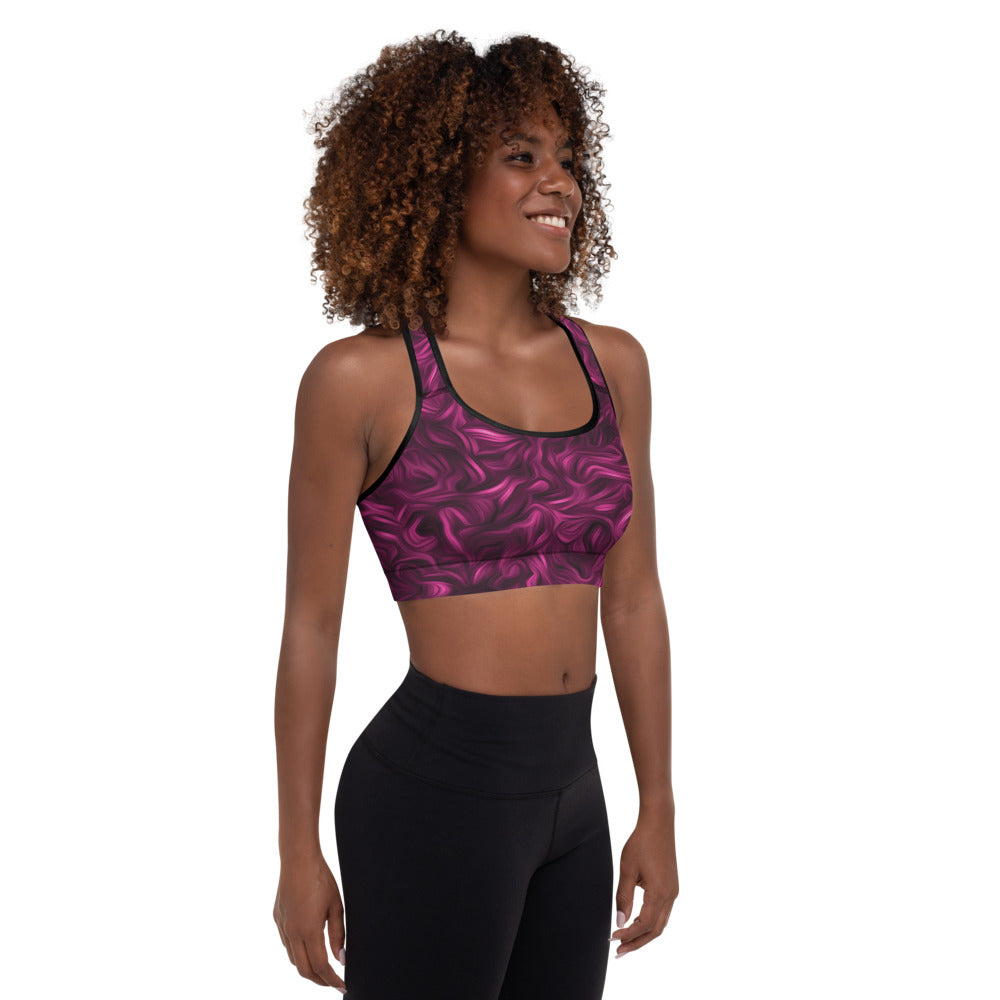 Merlot Abstract Padded Sports Bra